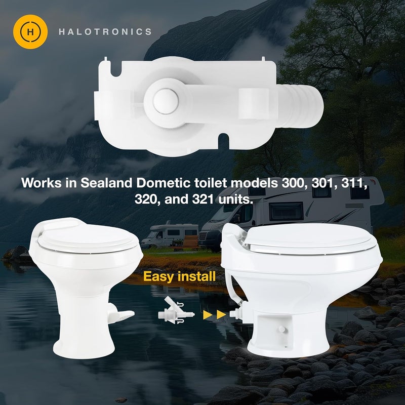 Halotronics Upgraded RV Water Valve Replacement Kit for Pedal-Flush Toilets, Compatible with Sealand Dometic 300, 301, 310, 311, 320, 321 (385311641) - Hardware Included, 2024 Model - Image 2